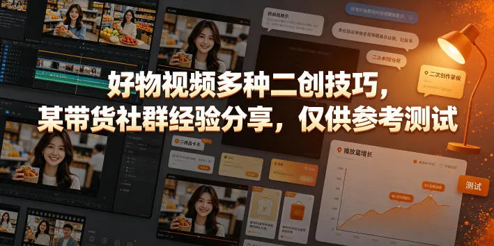 好物视频多种二创技巧，某带货社群经验分享，仅供参考测试_一起云网创