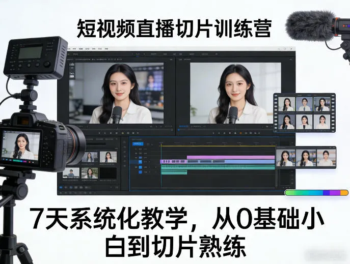 短视频直播切片训练营，7天系统化教学，从0基础小白到切片熟练_就是爱分享