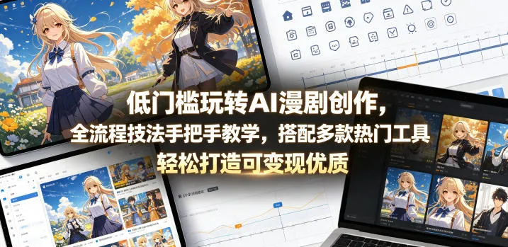 低门槛玩转AI漫剧创作,全流程技法手把手教学,搭配多款热门工具,轻松打造可变现优质作品_一起云网创