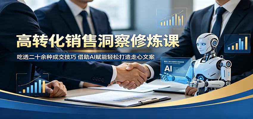 高转化销售洞察修炼课:吃透二十余种成交技巧,借助AI赋能轻松打造走心文案_一起云网创