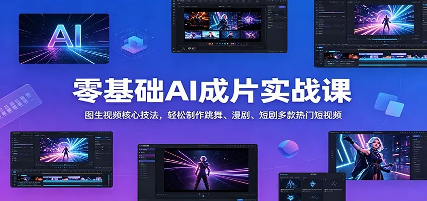 零基础AI成片实战课:图生视频核心技法,轻松制作跳舞、漫剧、短剧多款热门短视频_一起云网创