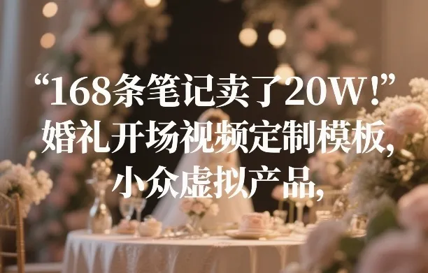 168条笔记卖了20W！婚礼开场视频定制模板，小众虚拟产品_就是爱分享