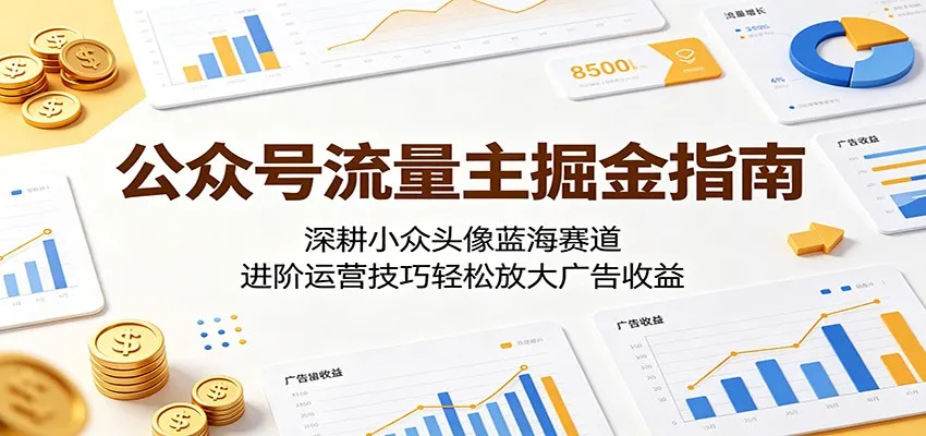 公众号流量主掘金指南:深耕小众头像蓝海赛道,进阶运营技巧轻松放大广告收益_一起云网创