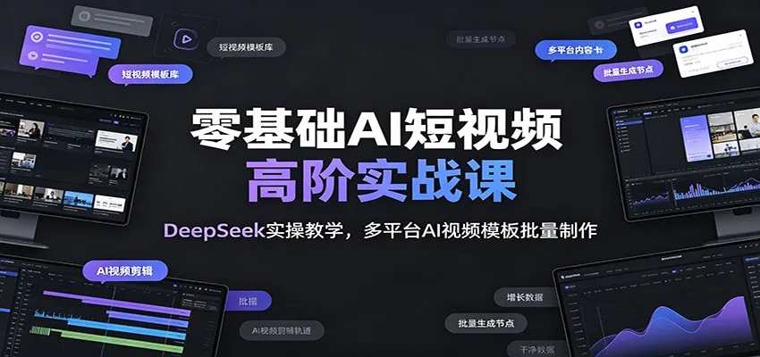 零基础AI短视频高阶实战课：DeepSeek实操教学，多平台AI视频模板批量制作_一起云网创