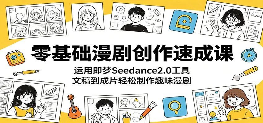 零基础漫剧创作速成课:运用即梦Seedance2.0工具,文稿到成片轻松制作趣味漫剧_一起云网创