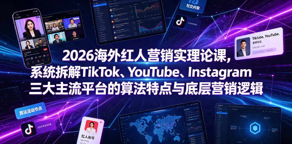2026海外红人营销实理论课,系统拆解TikTok、YouTube、Instagram三大主流平台的算法特点与底层营销逻辑_一起云网创