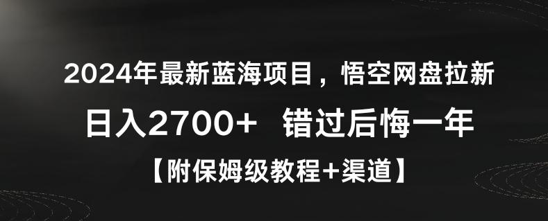 2024年最新蓝海项目，悟空网盘拉新，日入2700+错过后悔一年【附保姆级教程+渠道】【揭秘】_就是爱分享