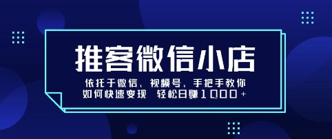 推客微信小店依托于微信、视频号，手把手教你如何快速变现 轻松日入1k+【揭秘】_就是爱分享