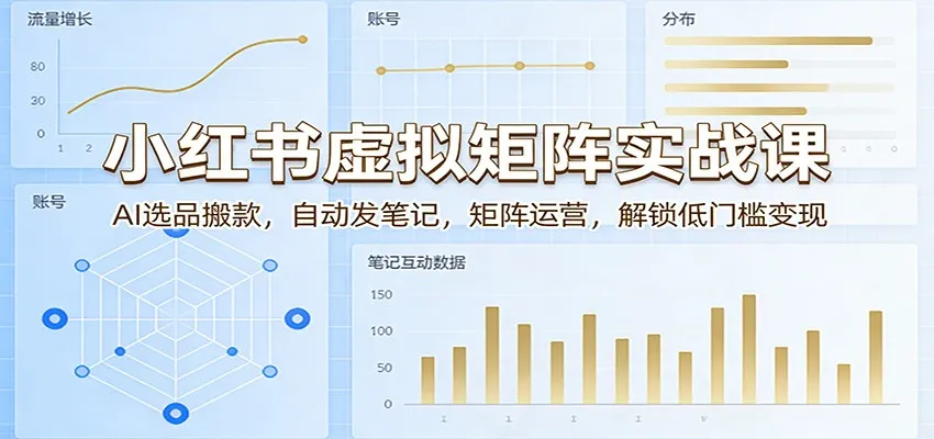 小红书虚拟矩阵实战课：AI选品搬款，自动发笔记，矩阵运营，解锁低门槛变现_就是爱分享
