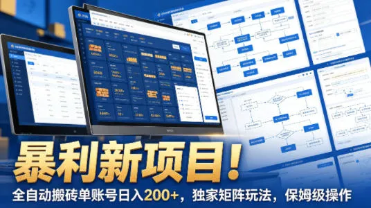 暴利新项目!全自动搬砖单账号日入200+,独家矩阵玩法,保姆级操作【揭秘】_就是爱分享