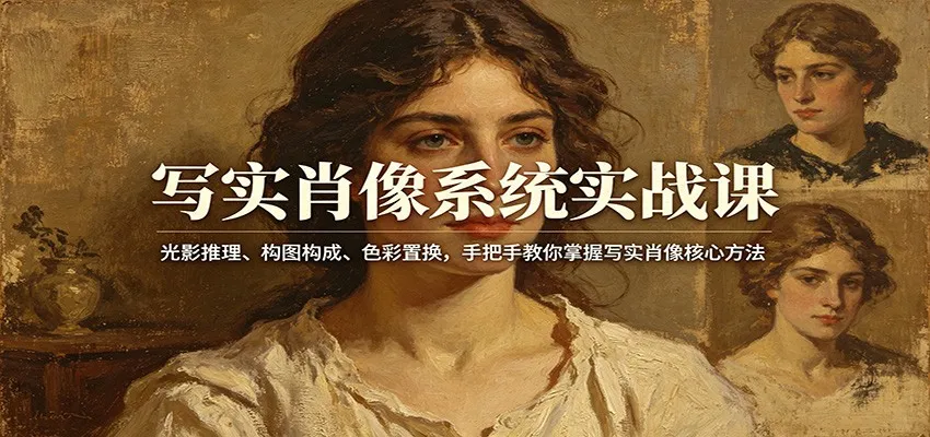 写实肖像系统实战课:光影推理、构图构成、色彩置换,手把手教你掌握写实肖像核心方法_就是爱分享