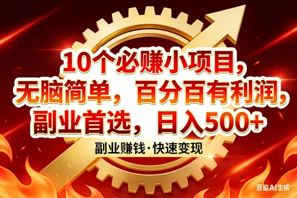 （17735期）10个必赚小项目，百分百有利润，无脑简单，副业首选，日入300+_就是爱分享