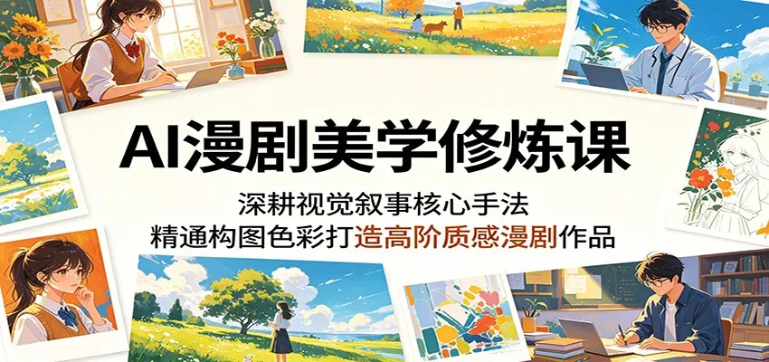AI漫剧美学修炼课:深耕视觉叙事核心手法,精通构图色彩打造高阶质感漫剧作品_一起云网创