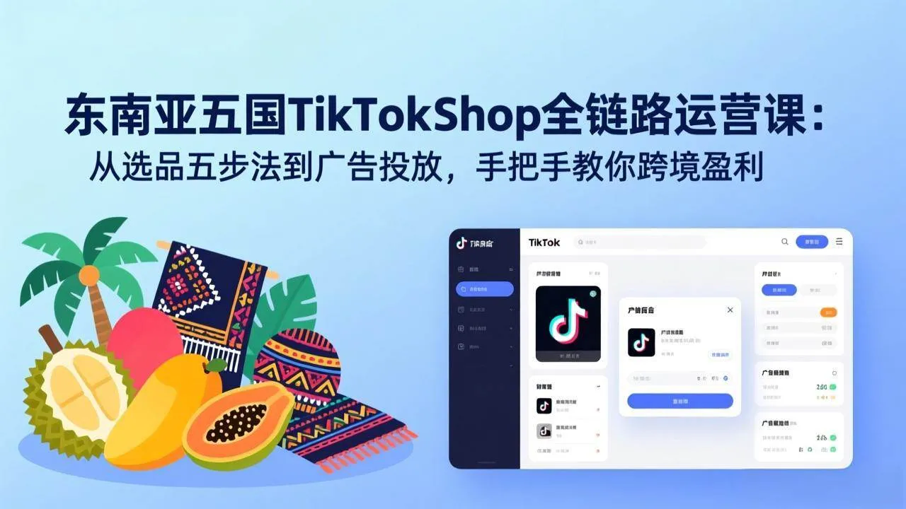 (17511期)东南亚五国TikTok Shop全链路运营课:从选品五步法到广告投放,手把手教你跨境盈利_就是爱分享