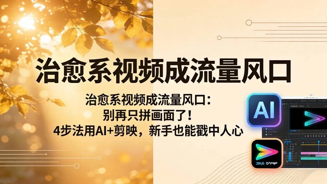 （18219期）治愈系视频成流量风口：别再只拼画面了！4步法用AI+剪映，新手也能戳中人心_就是爱分享