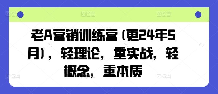 老A营销训练营(更24年12月)，轻理论，重实战，轻概念，重本质_就是爱分享