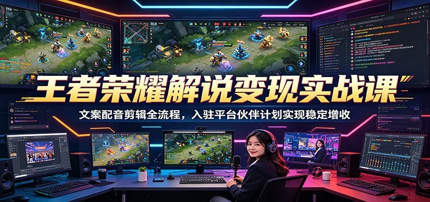 王者荣耀解说变现实战课:文案配音剪辑全流程,入驻平台伙伴计划实现稳定增收_一起云网创