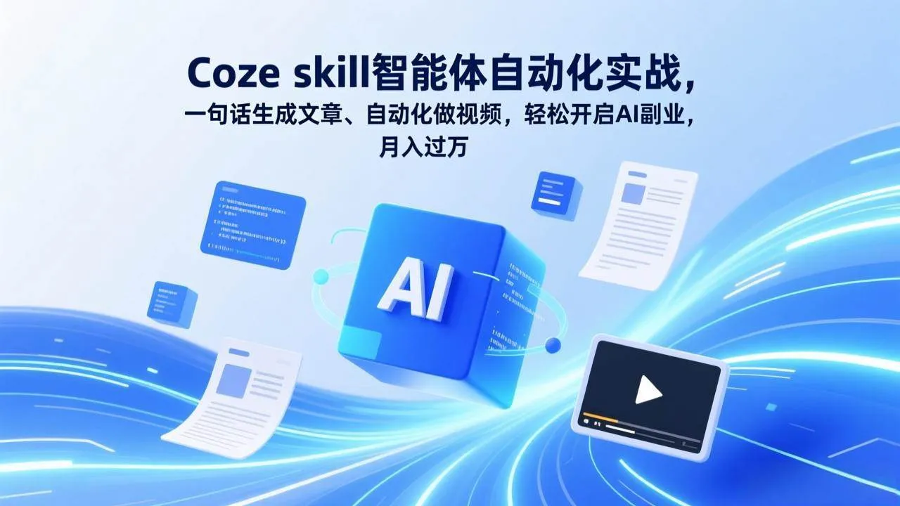 （17399期）Coze skill智能体自动化实战，一句话生成文章、自动化做视频，轻松开启AI副业，月入过万_就是爱分享