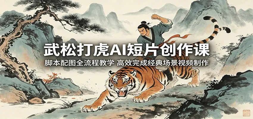 武松打虎AI短片创作课:脚本配图全流程教学,高效完成经典场景视频制作_一起云网创