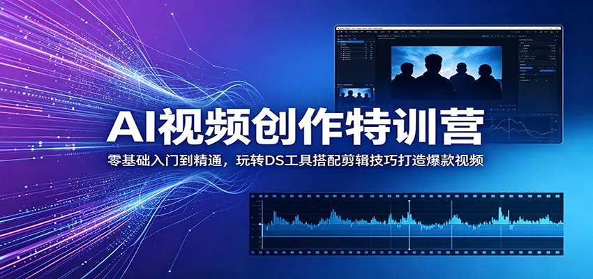 AI视频创作特训营：零基础入门到精通，玩转DS工具搭配剪辑技巧打造爆款视频_一起云网创