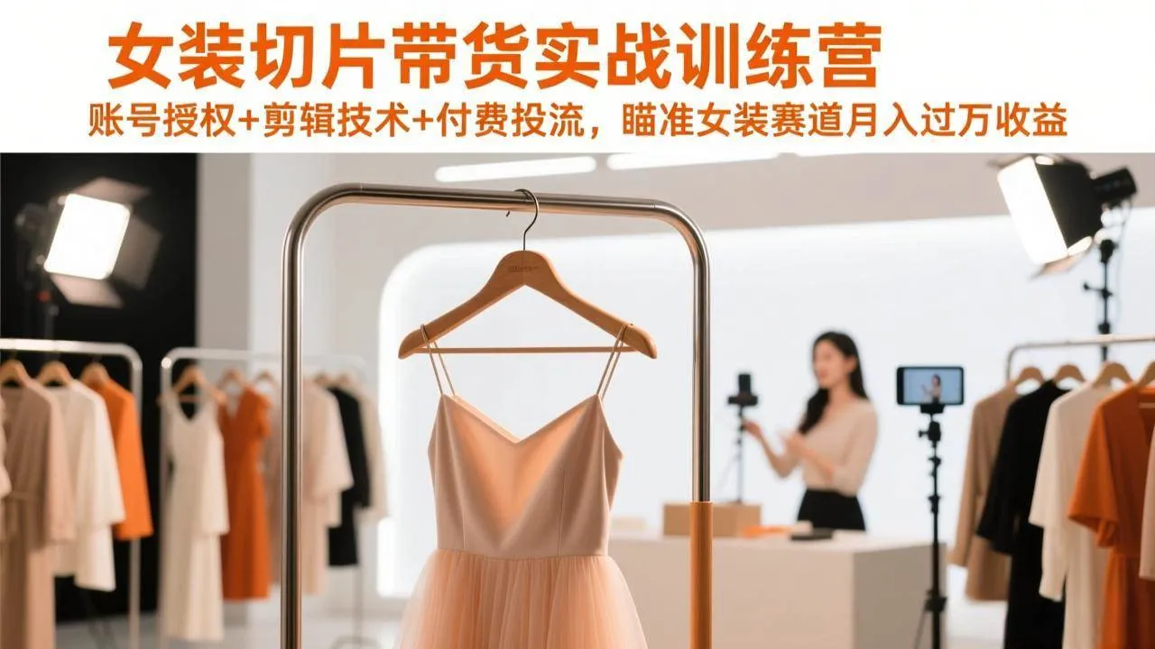 (17357期)女装切片带货实战训练营,账号授权+剪辑技术+付费投流,瞄准女装赛道月入过万收益_就是爱分享