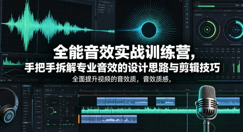 全能音效实战训练营，手把手拆解专业音效的设计思路与剪辑技巧，全面提升视频的音效质感_就是爱分享