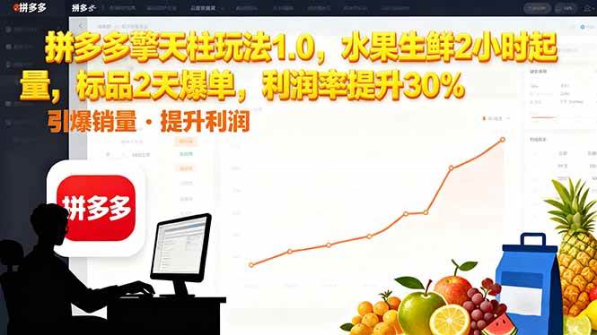 （16429期）拼多多 擎天柱玩法1.0，水果生鲜2小时起量，标品2天爆单，利润率提升30%_就是爱分享