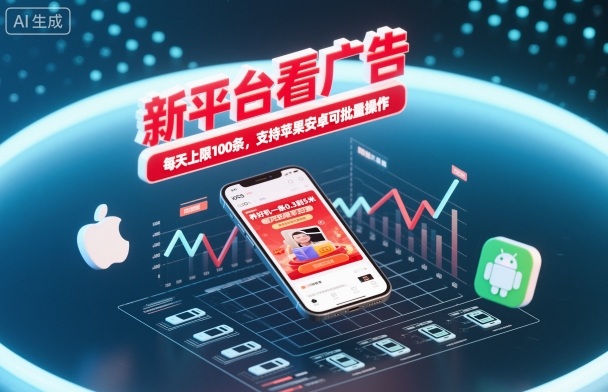 新平台看广告,养好机一条0.3到5米,每天上限100条,支持苹果安卓可批量操作_就是爱分享