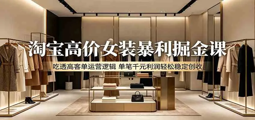 淘宝高价女装暴利掘金课:吃透高客单运营逻辑,单笔千元利润轻松稳定创收_一起云网创