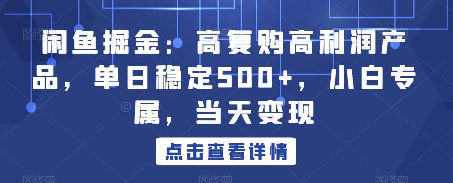 闲鱼掘金:高复购高利润产品,单日稳定500+,小白专属,当天变现_就是爱分享