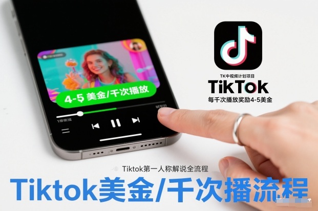 TK中视频计划项目，Tiktok第一人称解说流程，每干次播放奖励4-5美金_就是爱分享
