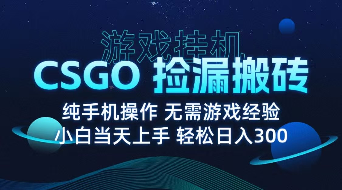 9月最新游戏搬砖，CSGO纯挂机，不需要玩游戏，实现真挂机，月入1W+_就是爱分享