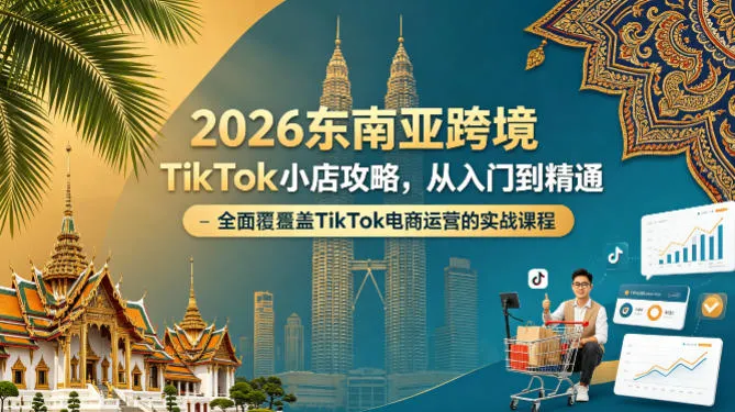 2026东南亚跨境TikTok小店攻略，从入门到精通、全面覆盖TikTok电商运营的实战课程（更新4月）_就是爱分享