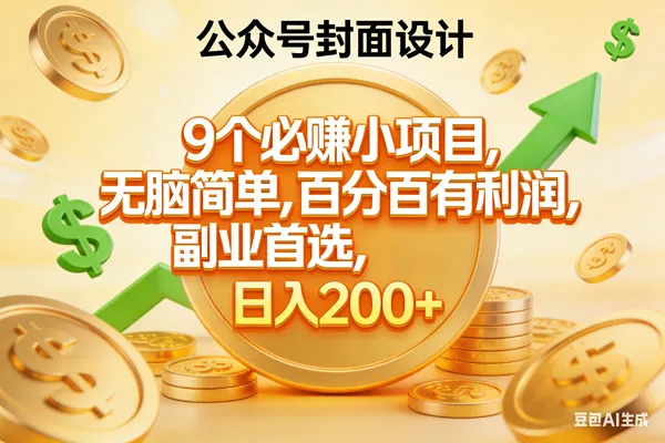 (17392期)9个必赚小项目,无脑简单,百分百有利润,副业首选,日入300+_就是爱分享