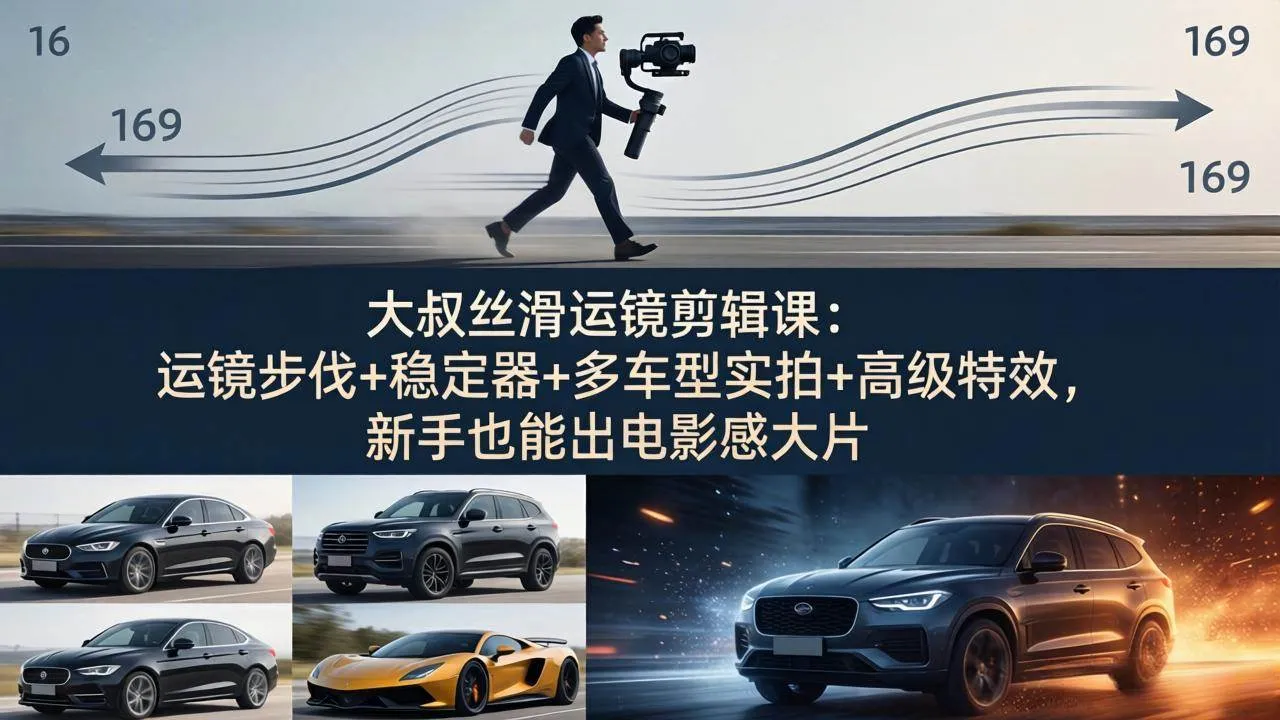 (18004期)大叔丝滑运镜剪辑课:运镜步伐+稳定器+多车型实拍+高级特效,新手也能出电影感大片_就是爱分享