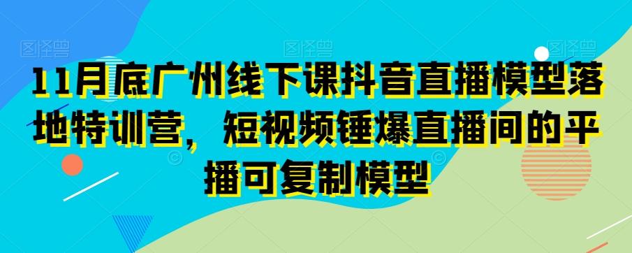 11月底广州线下课抖音直播模型落地特训营，短视频锤爆直播间的平播可复制模型_就是爱分享