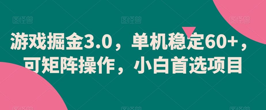 游戏掘金3.0，单机稳定60+，可矩阵操作，小白首选项目【揭秘】_就是爱分享