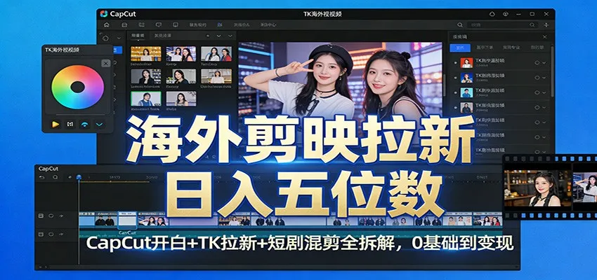 海外剪映拉新日入五位数：CapCut开白+TK拉新+短剧混剪全拆解，0基础到变现_就是爱分享