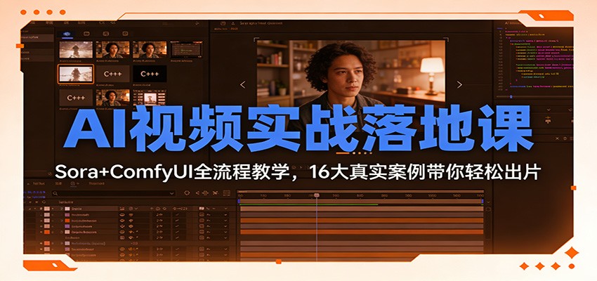 AI视频实战落地课:Sora+ComfyUI全流程教学,16大真实案例带你轻松出片_就是爱分享