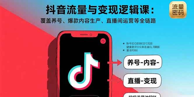 （15824期）抖音流量与变现逻辑课：覆盖养号、爆款内容生产、直播间运营等全链路_就是爱分享