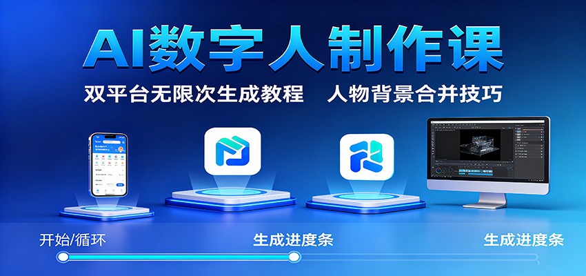 AI数字人制作课：双平台无限次生成教程，人物背景合并技巧_就是爱分享