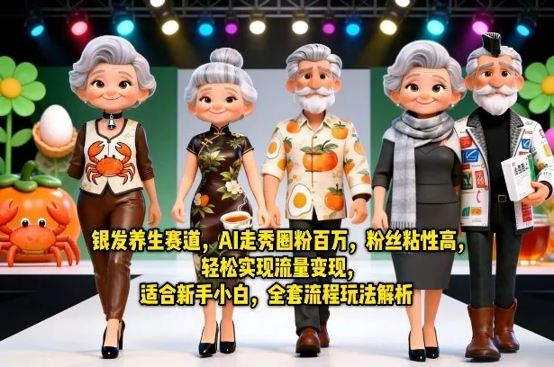 银发养生赛道，AI走秀圈粉百万，粉丝粘性高，轻松实现流量变现，适合新手小白，全套流程玩法解析_就是爱分享