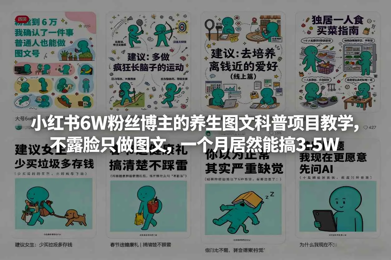 小红书6W粉丝博主的养生图文科普项目教学，不露脸只做图文，一个月居然能搞3-5W_就是爱分享