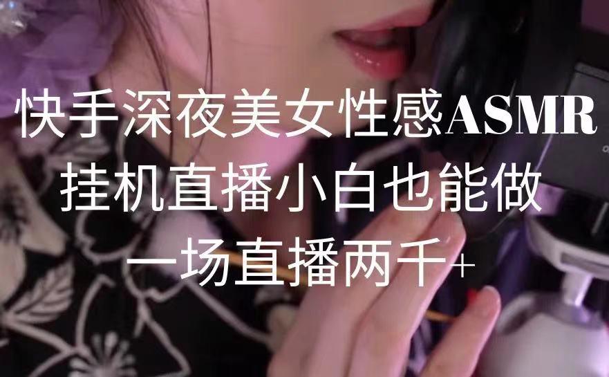 快手深夜美女性感ASMR挂机直播，小白也能做，一场直播两千+_就是爱分享