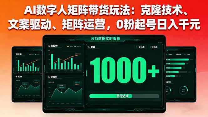 （16050期）AI数字人矩阵带货玩法：克隆技术、文案驱动、矩阵运营，0粉起号日入千元_就是爱分享