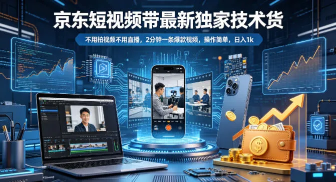京东短视频带货最新独家技术，不用拍视频不用直播，2分钟一条爆款视频，操作简单，日入1k+【揭秘】_就是爱分享