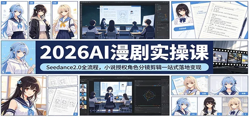 2026AI漫剧实操课：Seedance2.0全流程，小说授权角色分镜剪辑一站式落地变现_就是爱分享