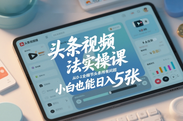 头条视频玩法实操课,从0-1全细节头条所有问题,小白也能日入5张_就是爱分享