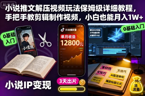 小说推文解压视频玩法保姆级详细教程，手把手教剪辑制作视频，小白也能月入1W+_就是爱分享