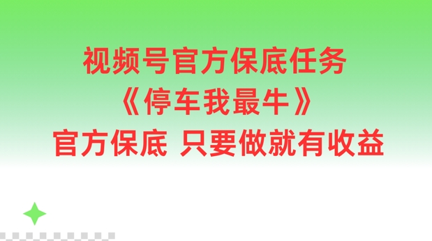 视频号官方保底任务，停车我最牛，官方保底只要做就有收益【揭秘】_就是爱分享
